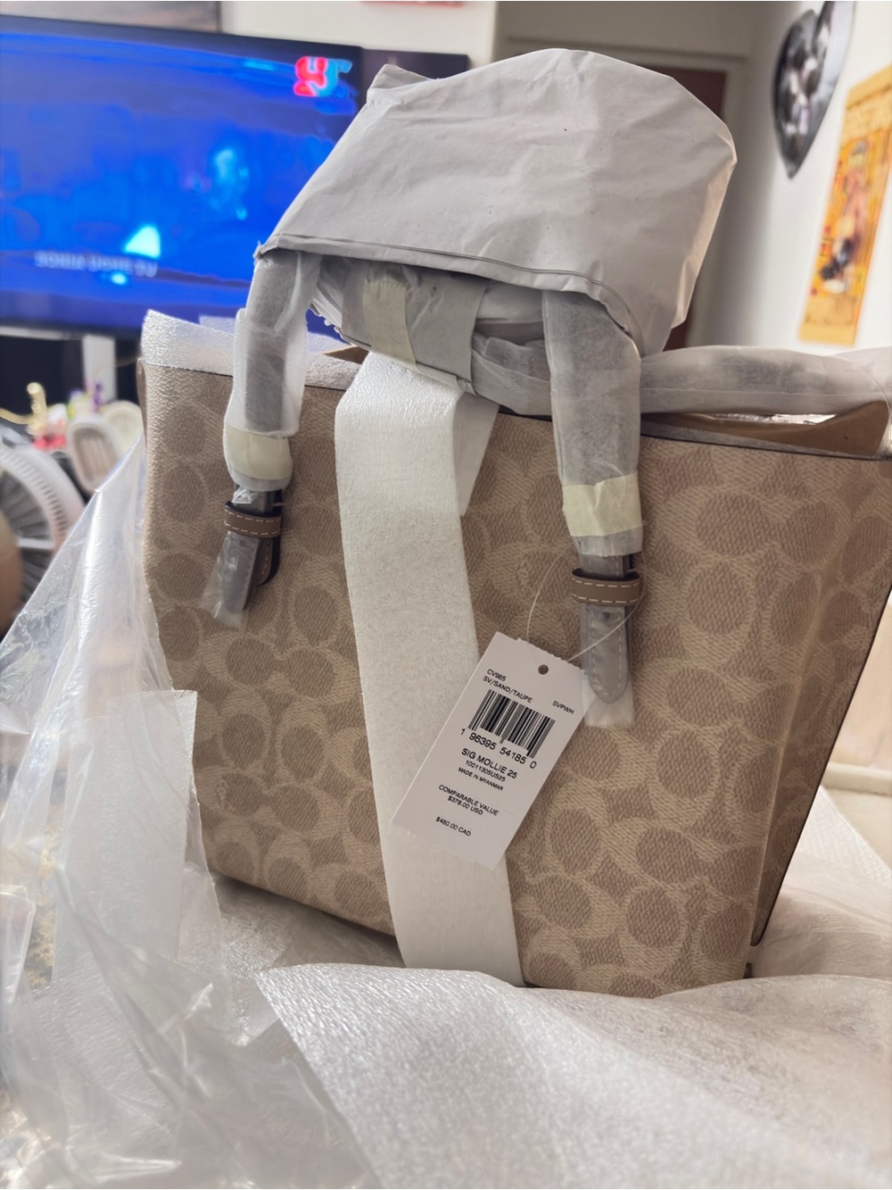 Coach Mollie 25 Satchel in Taupe Signature Canvas - Picture 4 of 6